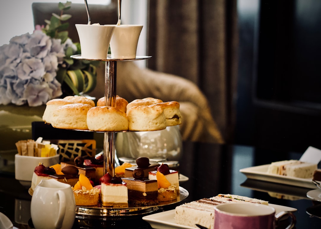 Elegant afternoon tea with pastries