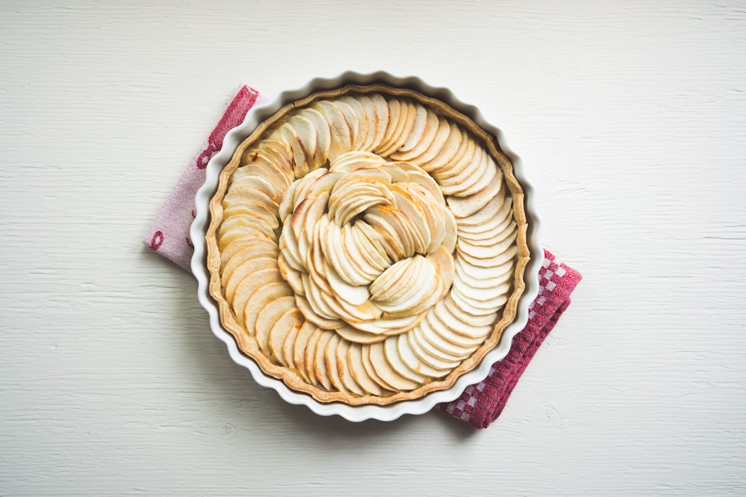 Golden brown banana pie with flaky pastry