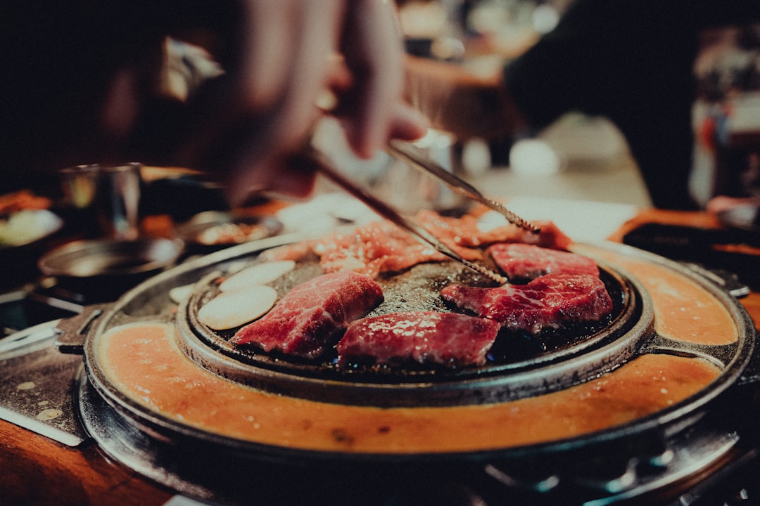 Korean BBQ restaurant with grilled meat