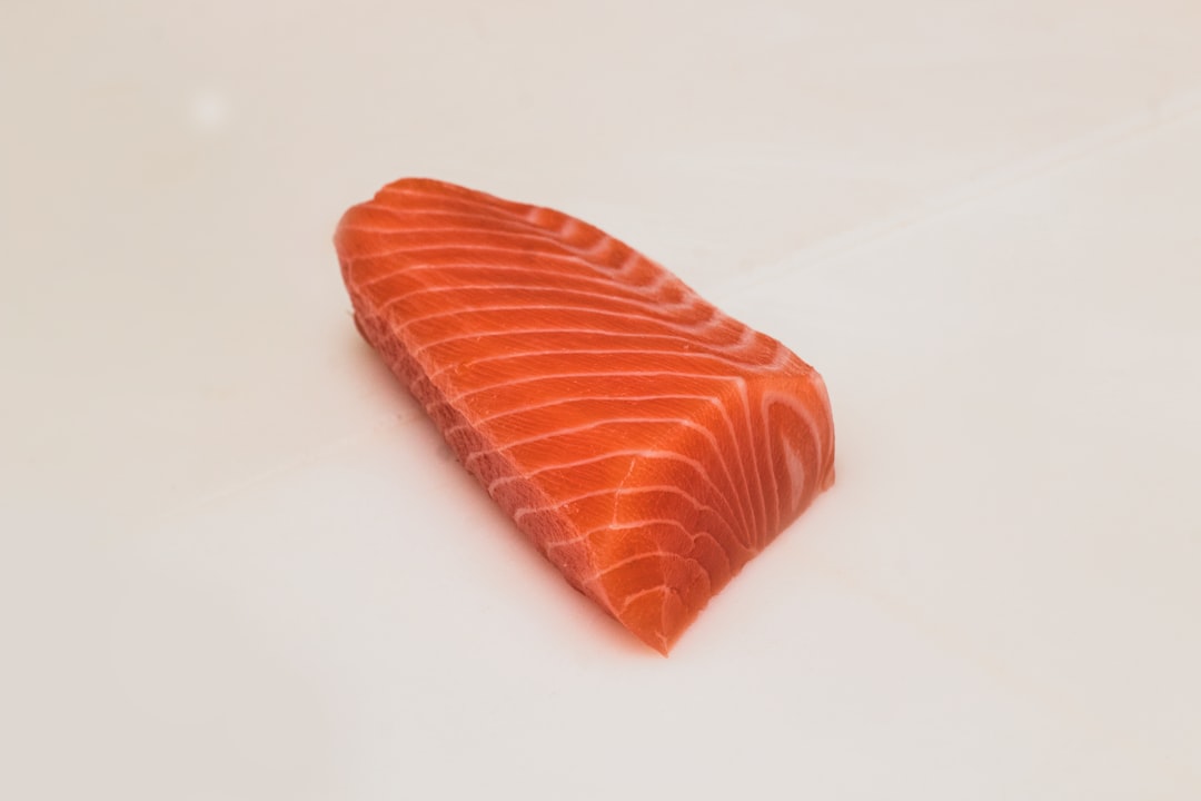 Thick cut salmon sashimi noodles Japanese style