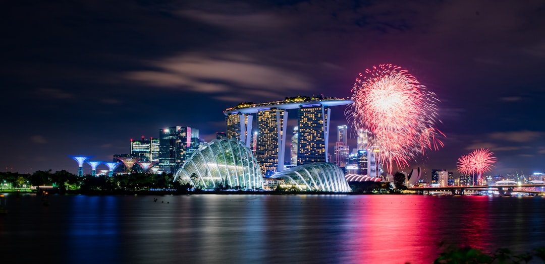 Singapore skyline with fireworks